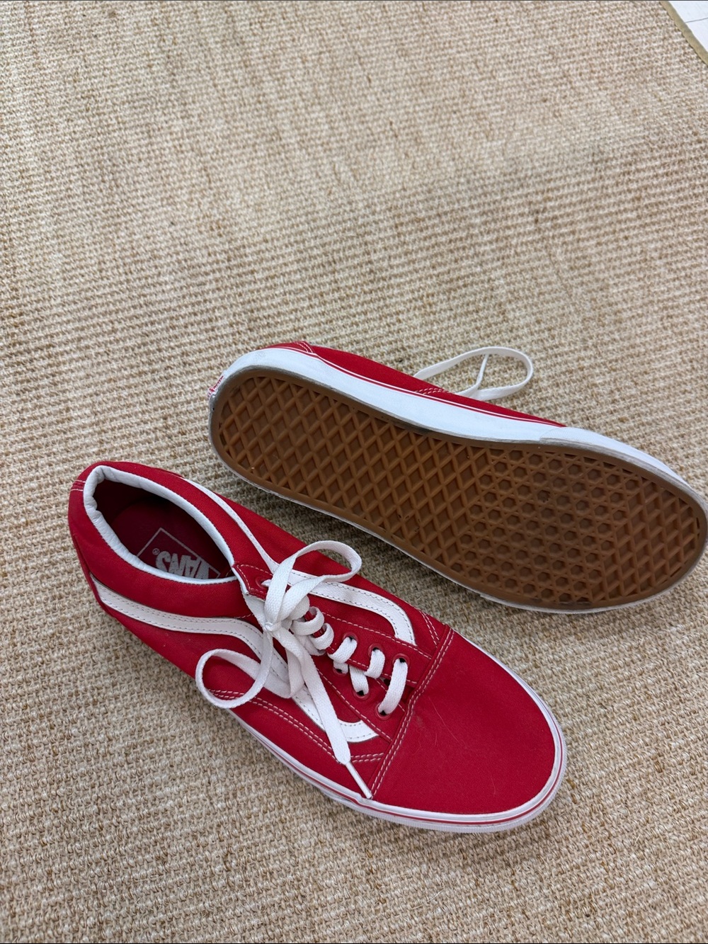 NWOT Vans Red and White Low-Top Canvas Sneakers